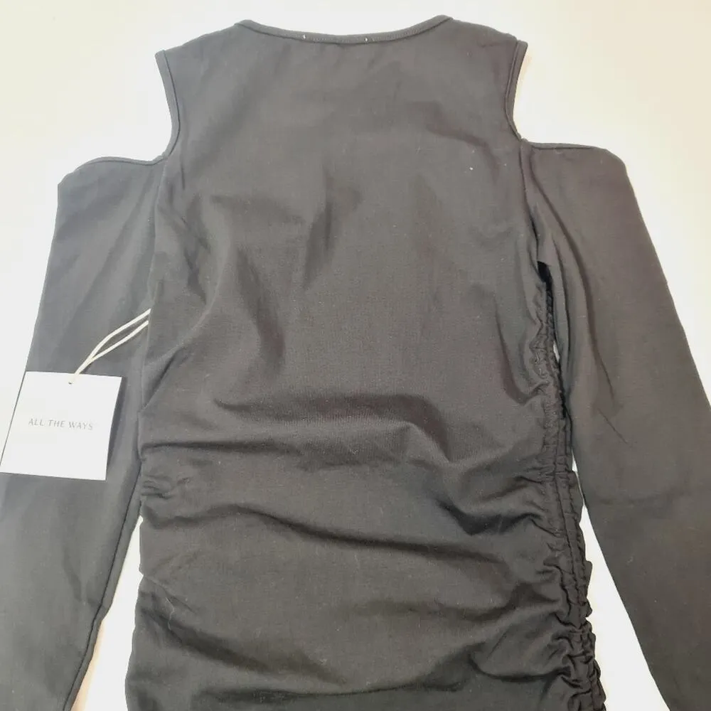 ALL THE WAYS Nadine Cold Shoulder Dress in Black XS - Image 10
