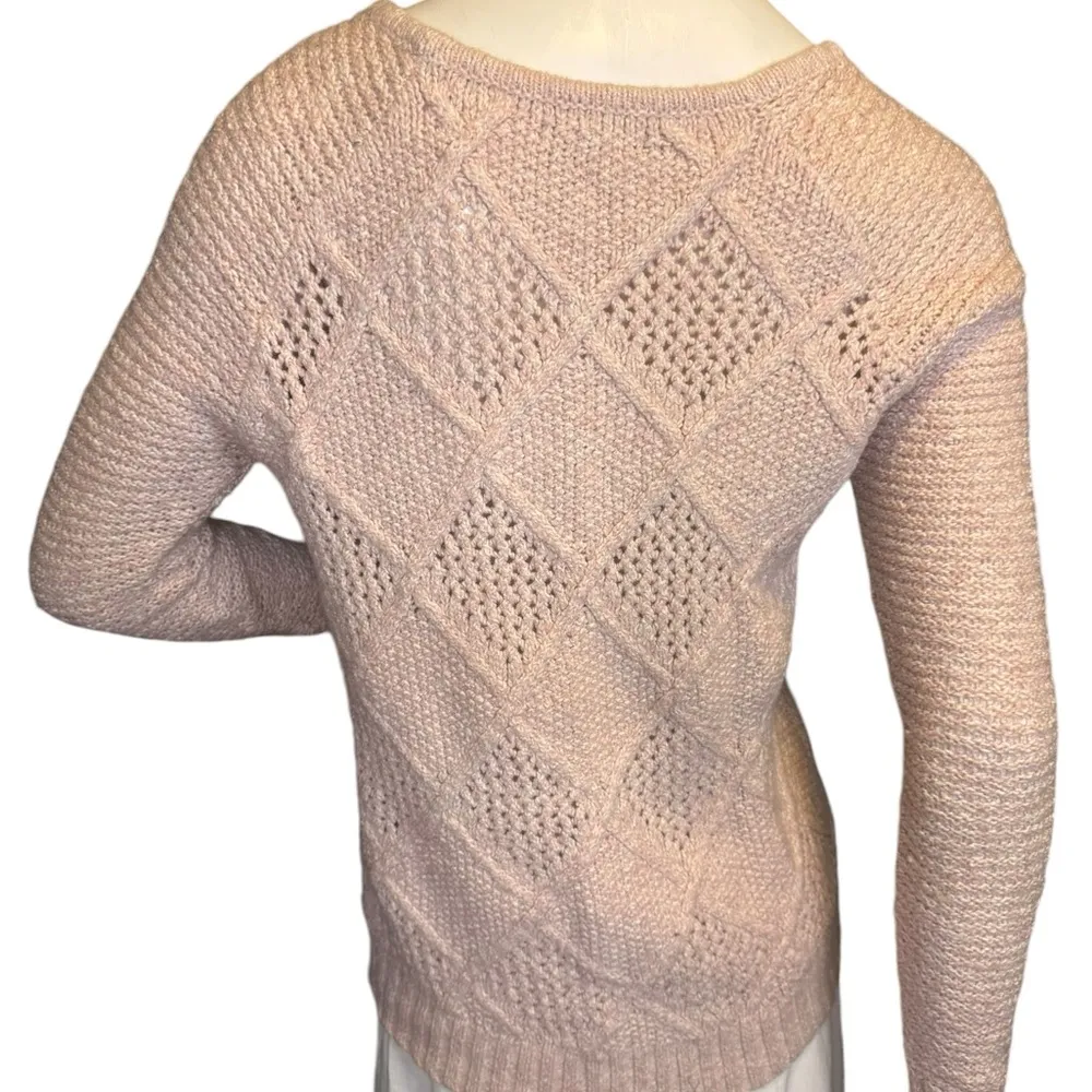 American Eagle Outfitters Pink Argyle Print Sweater Size Small. - Image 5
