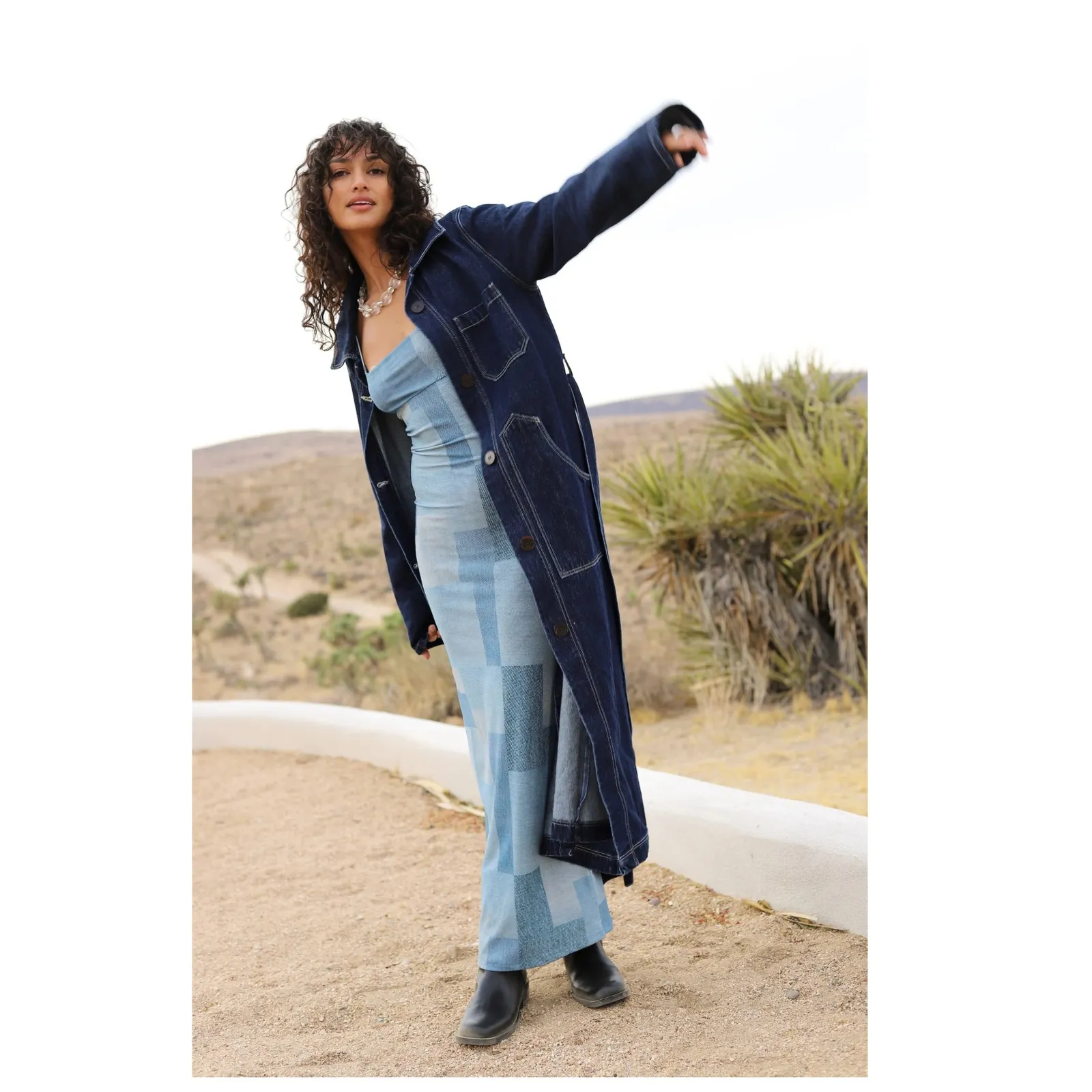 Rolla's Bijou Denim Belted Trench Coat Size US/Small Blue - Image 4