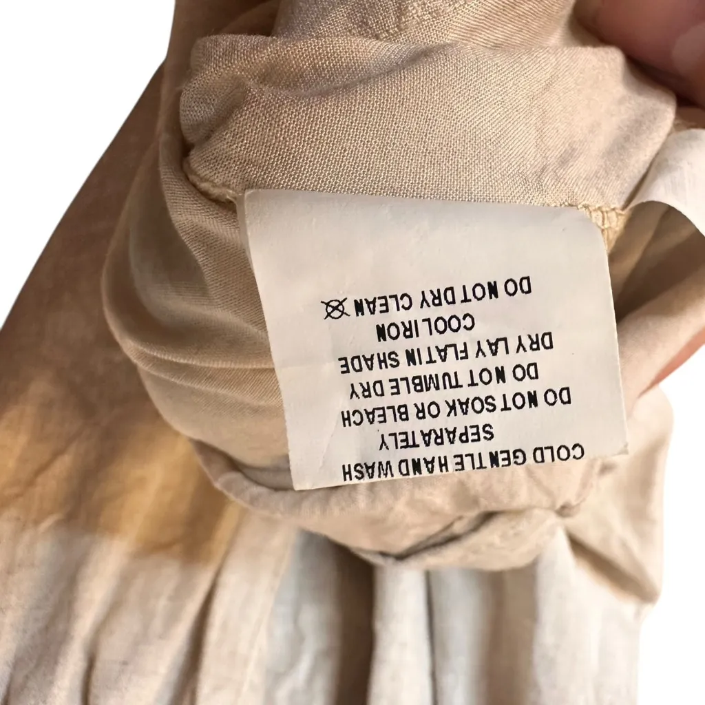 Dissh Claudia Midi Dress Puff Sleeves Backless Natural Linen Beige Size 8 Tan - Image 11