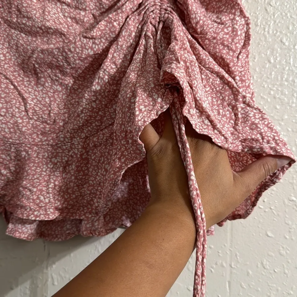 Urban Romantics  Ruched Drawstring Ruffle Mini Skirt - Image 3