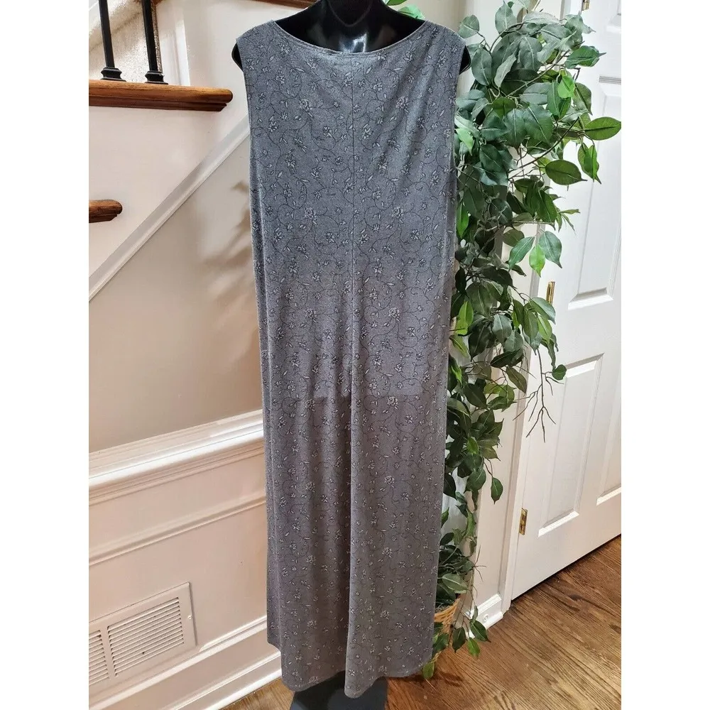 John Paul Richard Women Gray Polyester Round Neck Sleeveless Long Maxi Dress XL - Image 7