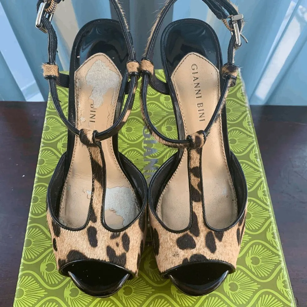 Gianni Bini Womens High Heels Slingback Animal Print Black 7.5 - Image 10