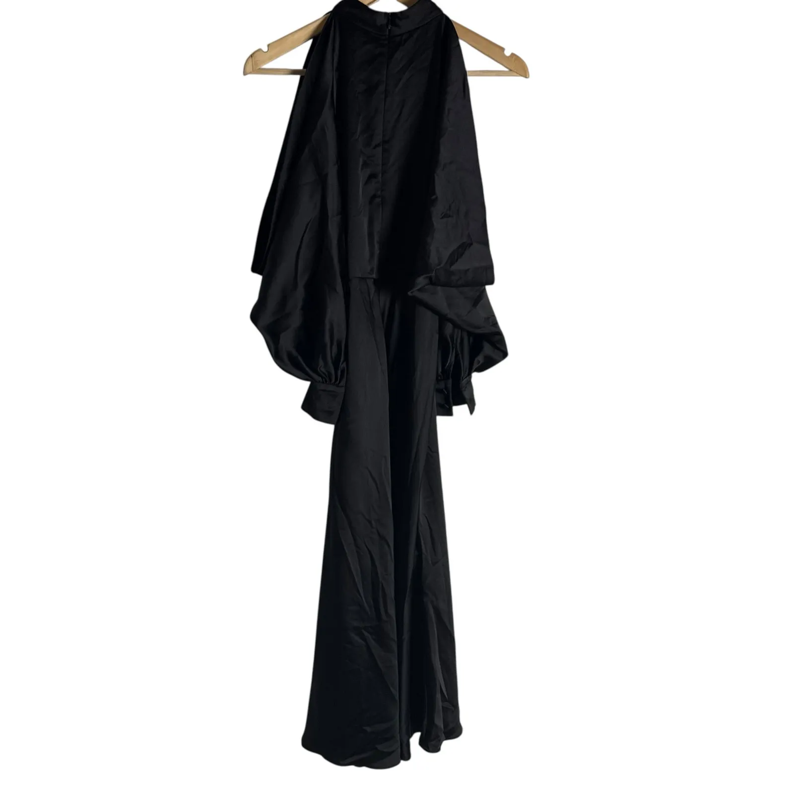 Arias New York Black Mock Neck Cold Shoulder Long Sleeve Cocktail Midi Dress 2 - Image 13