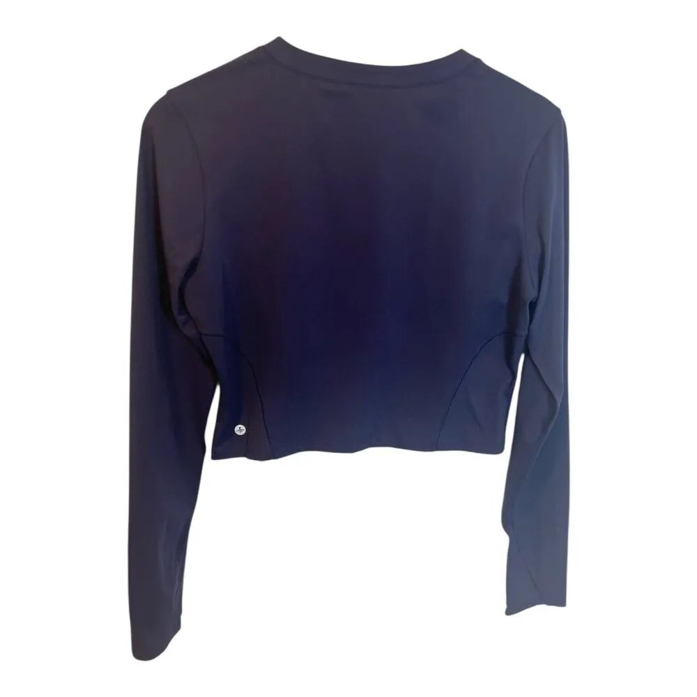 HALARA Women’s Cropped 1/4 Zip Up Long Sleeve Top Large Blue Peacoat Athletic - Image 4