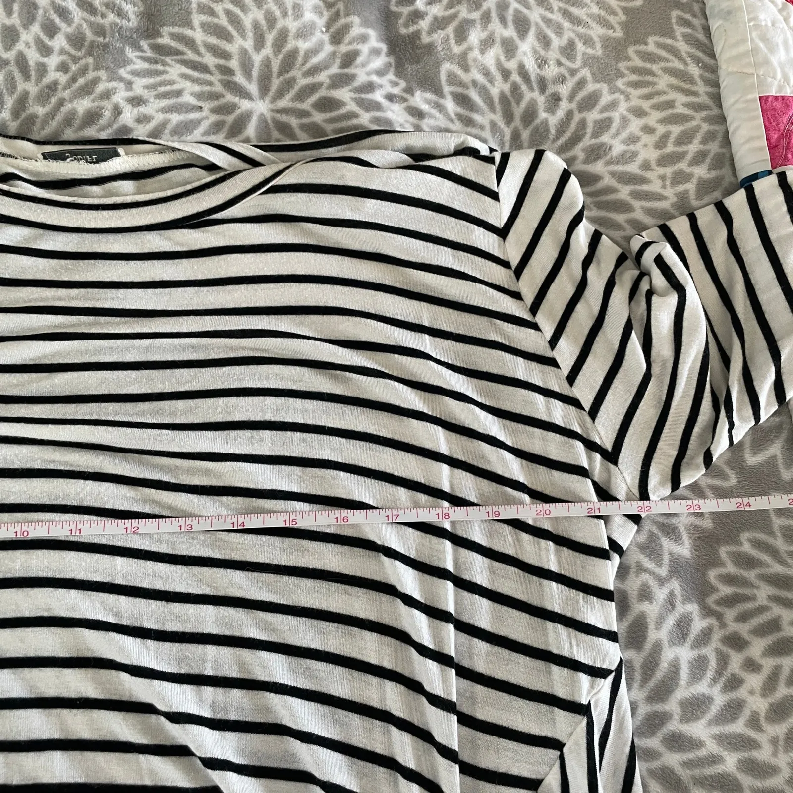 Striped Long Sleeve Twist Front Tunic Medium Black White French Minimalist Shirt - Image 4