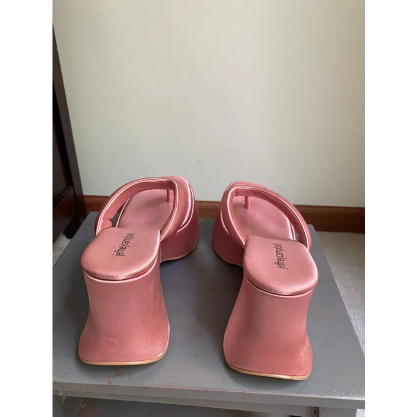 Jeffrey Campbell Drippi Platform Flip‎ Flop Sandal in Pink Satin 9.5M Coquette - Image 2