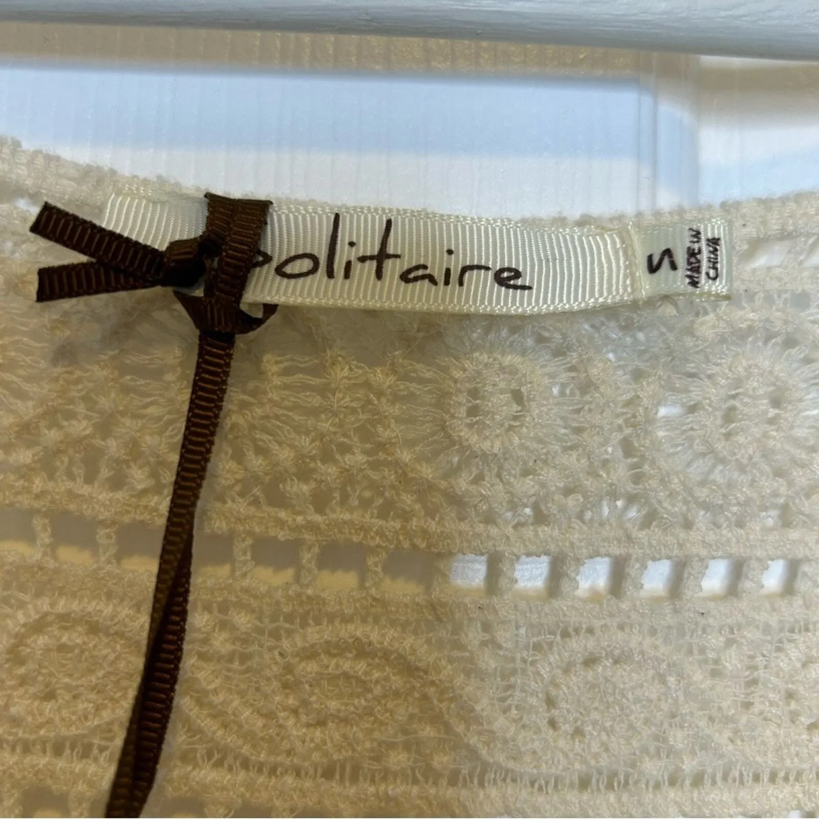 Solitaire Guipure Cream Crochet Lace Dress Lined Boho Bohemian Small‎ - Image 6