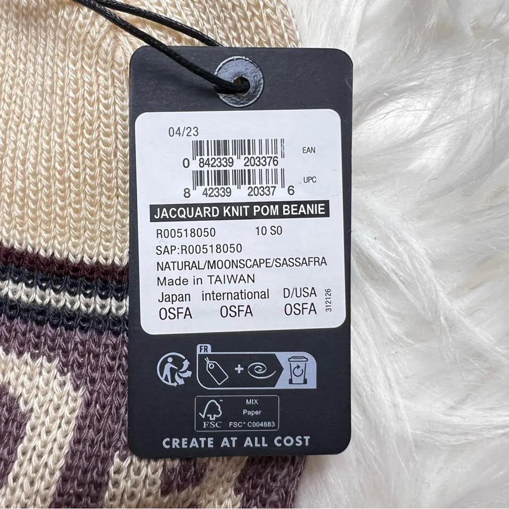 Armada Jacquard Knit Pom Beanie. New With Tags. Purple - Image 3