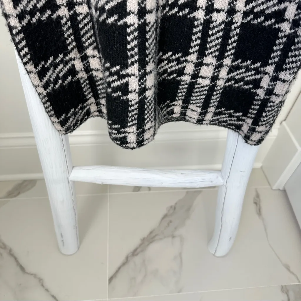 Pink Rose Black & Cream Mockneck Turtleneck Checkered Knit Sweater Dress Size S - Image 5