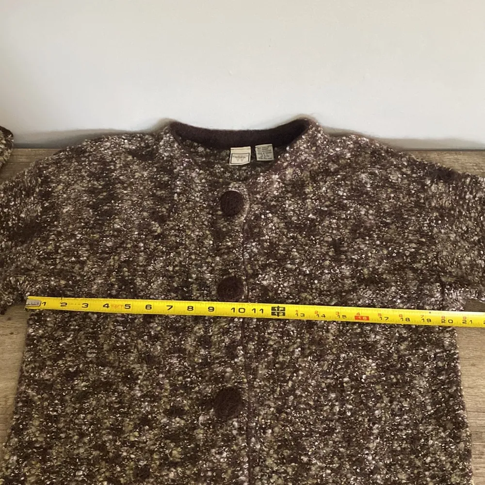 Vintage Boundary Waters brown womens open front knit sweater 34% mohair size M Size M - Image 8