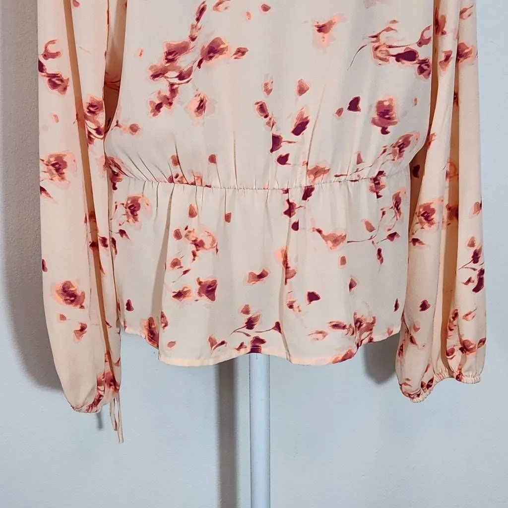 Worthington Pink Abstract Floral Print Wrap Blouse Size XL Pink Wrap Top - Image 7