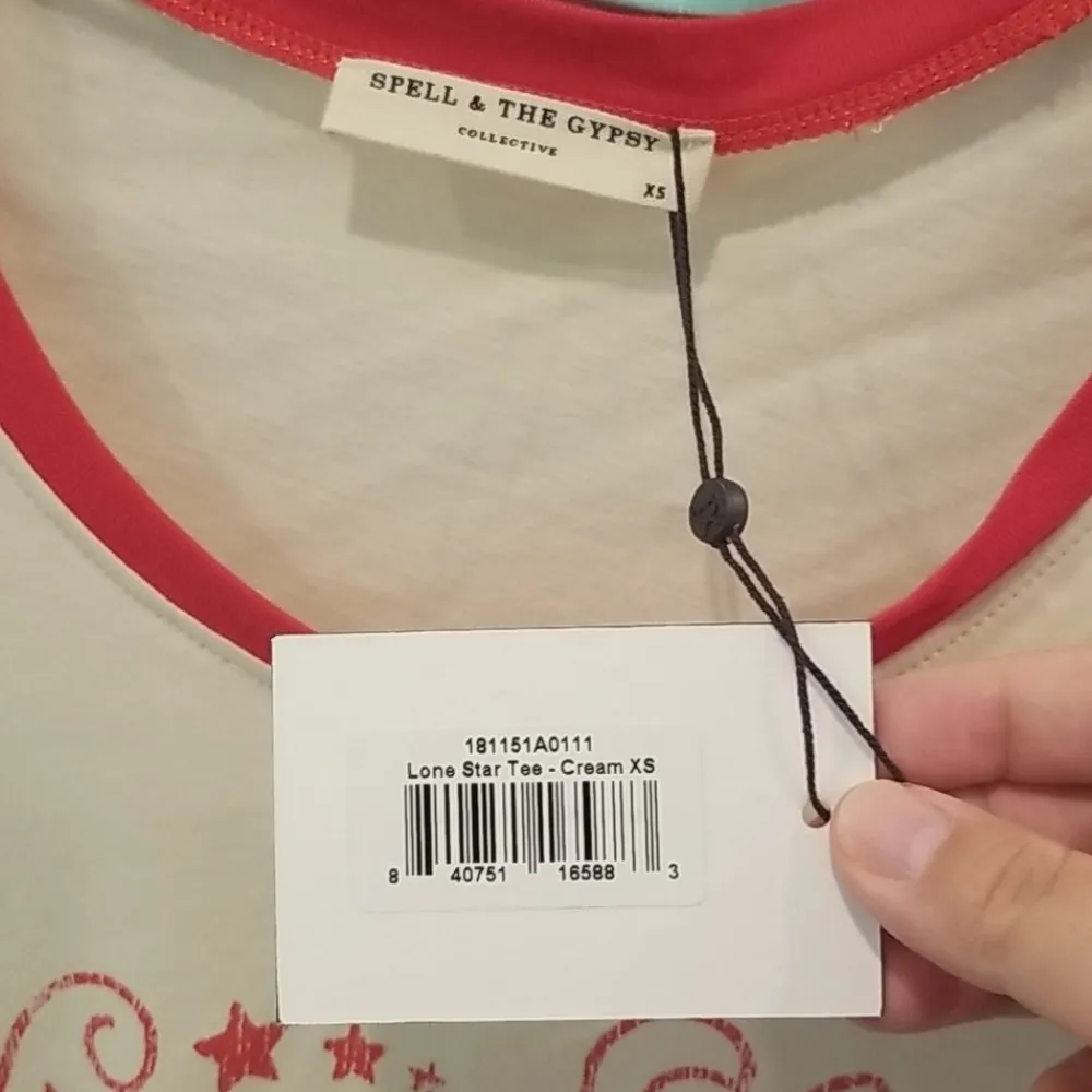 💕SPELL & THE GYPSY💕 Lone Star Tee 70's Boho Chic Red Size XS - Image 15