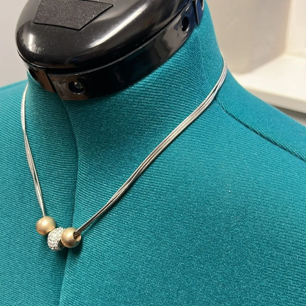 Lia Sophia Silver Necklace with Gold/Rhinestone Beads - Image 3