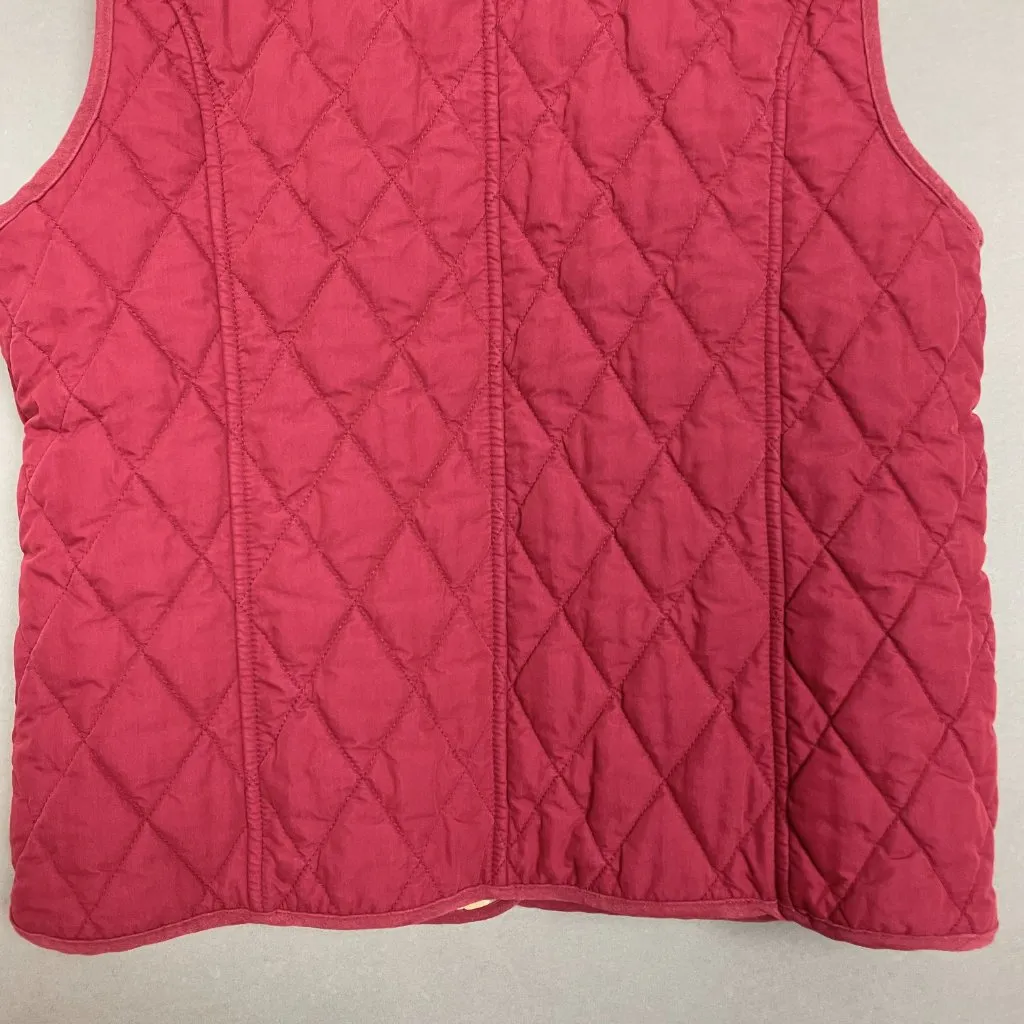 L.L. Bean Quilted Vest Red Women Button - Image 6