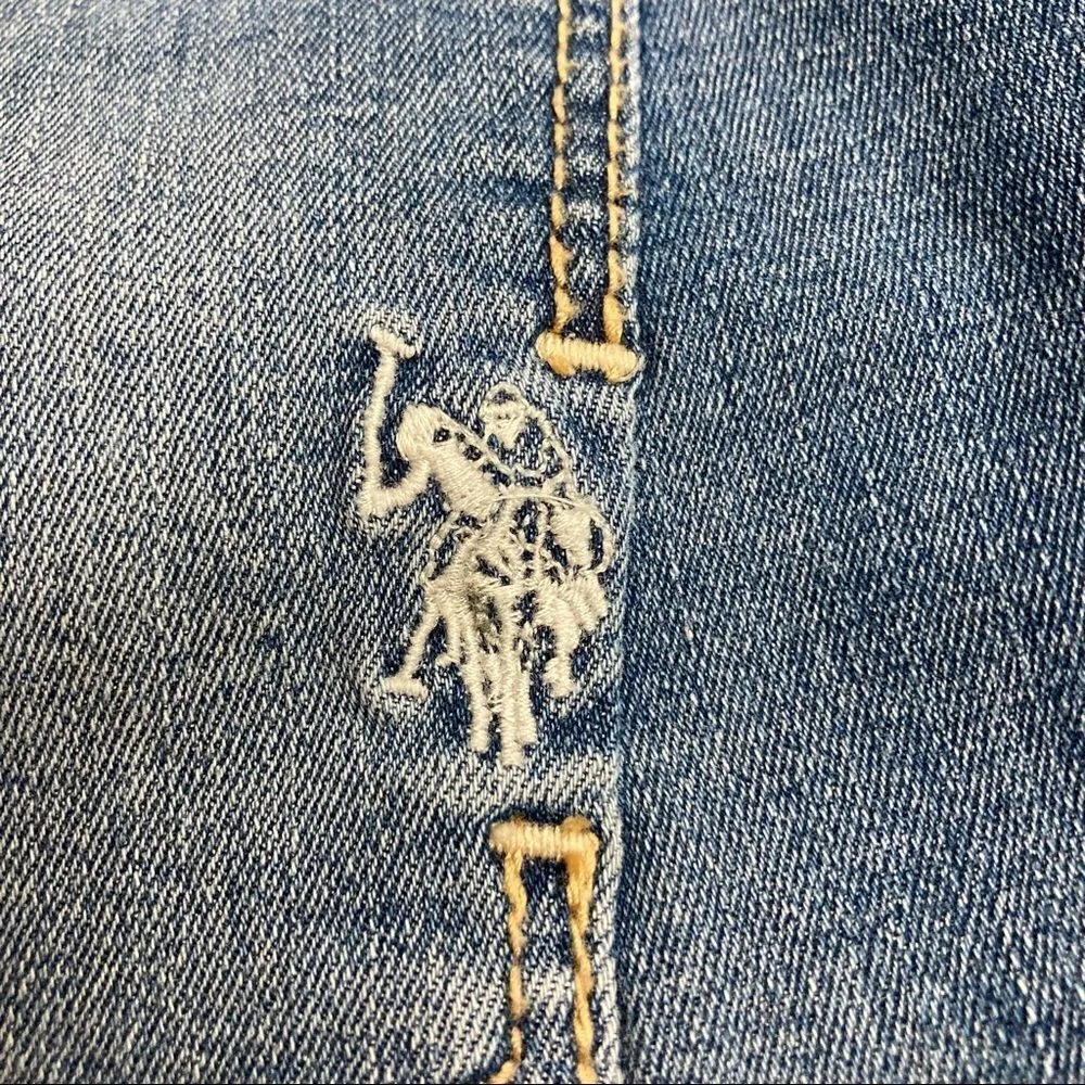 US POLO ASSN women's (Juniors) Light Wash Distressed Scuffed Shorts Size 11/12‎ - Image 11