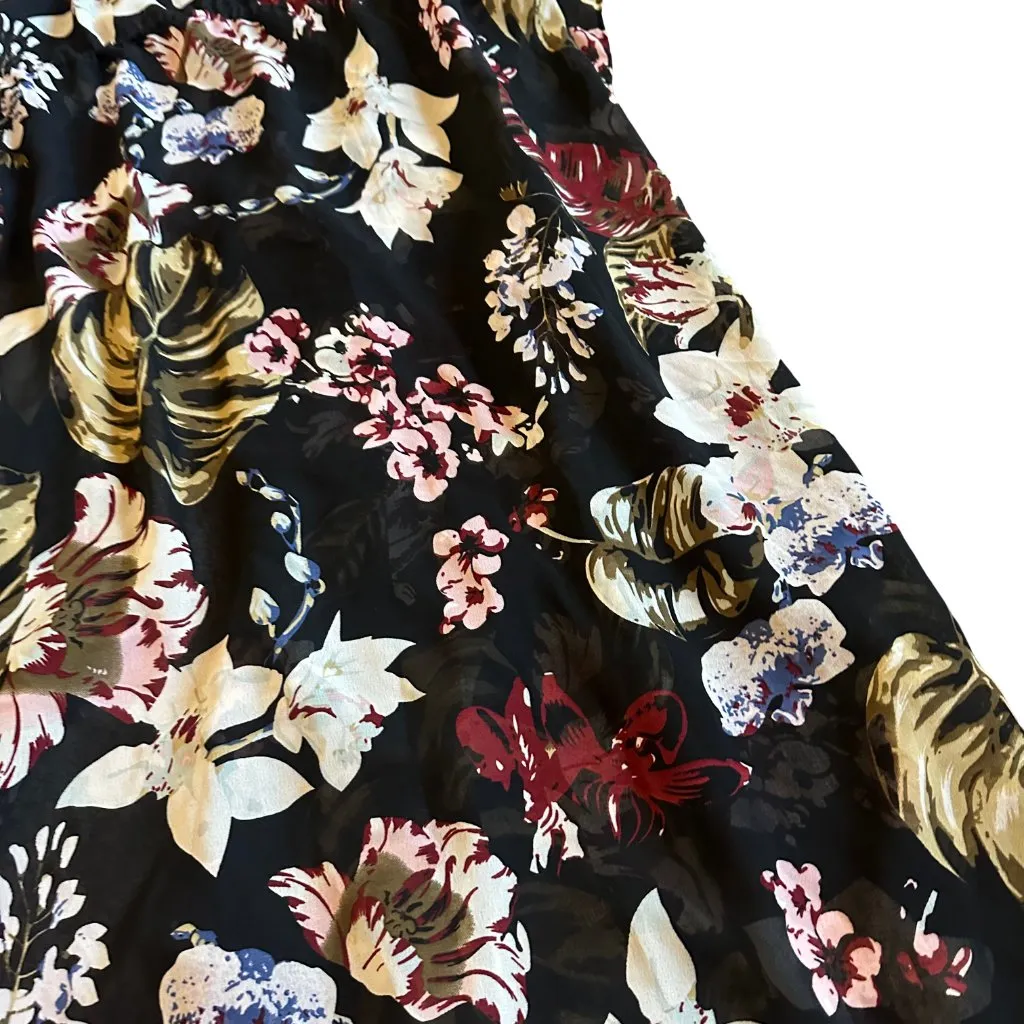 Walter Baker Tulum Drawstring Waist Caftan Black Floral Print Sheer One Size - Image 10