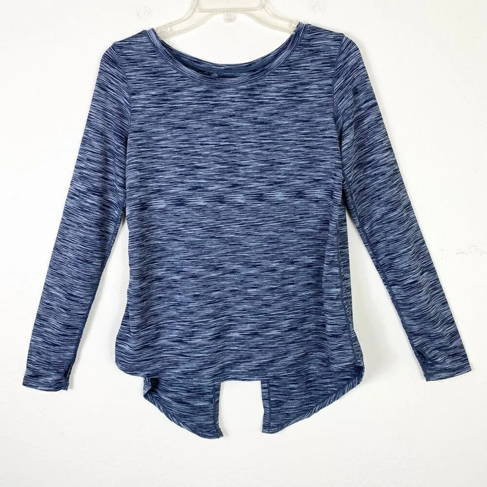 Zyia Navy Space Dye Long Sleeve Split Open Back Athletic Shirt Size M - Image 3