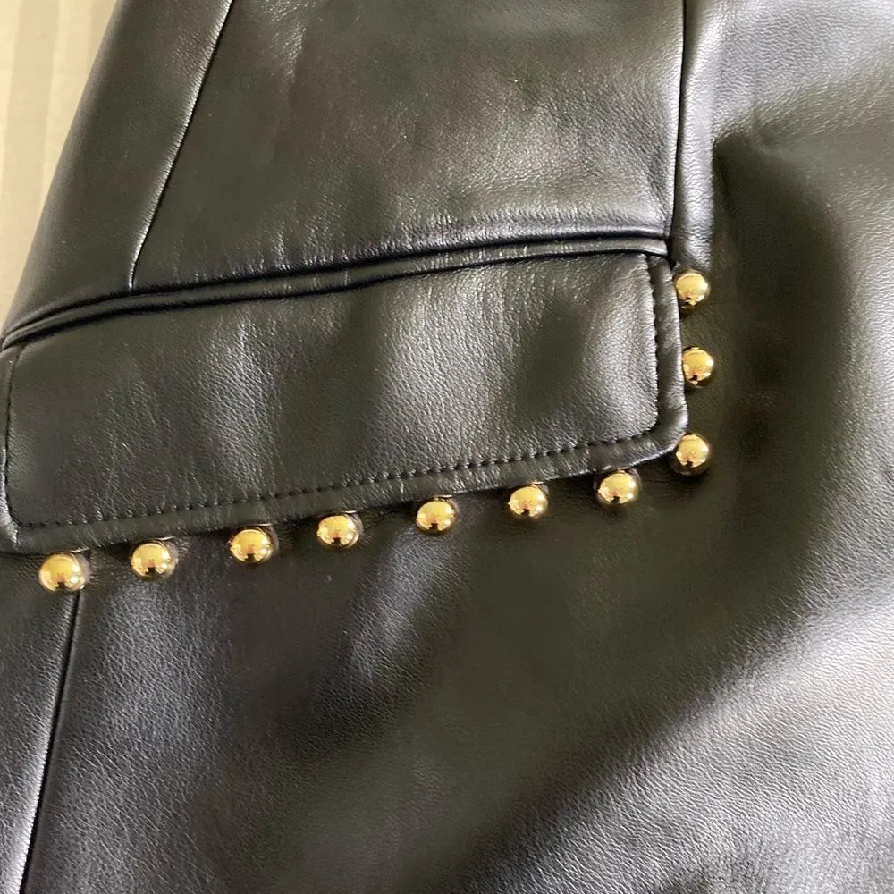 #100 JONATHON SIMKHAI The Clatyon Vegan Mini Skirt Black Size L - Image 6