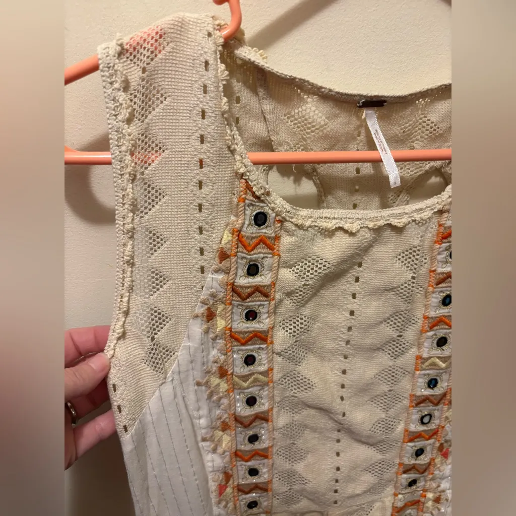 Free People Water Lily mirror red mini dress crochet‎ size 2 lined - Image 4