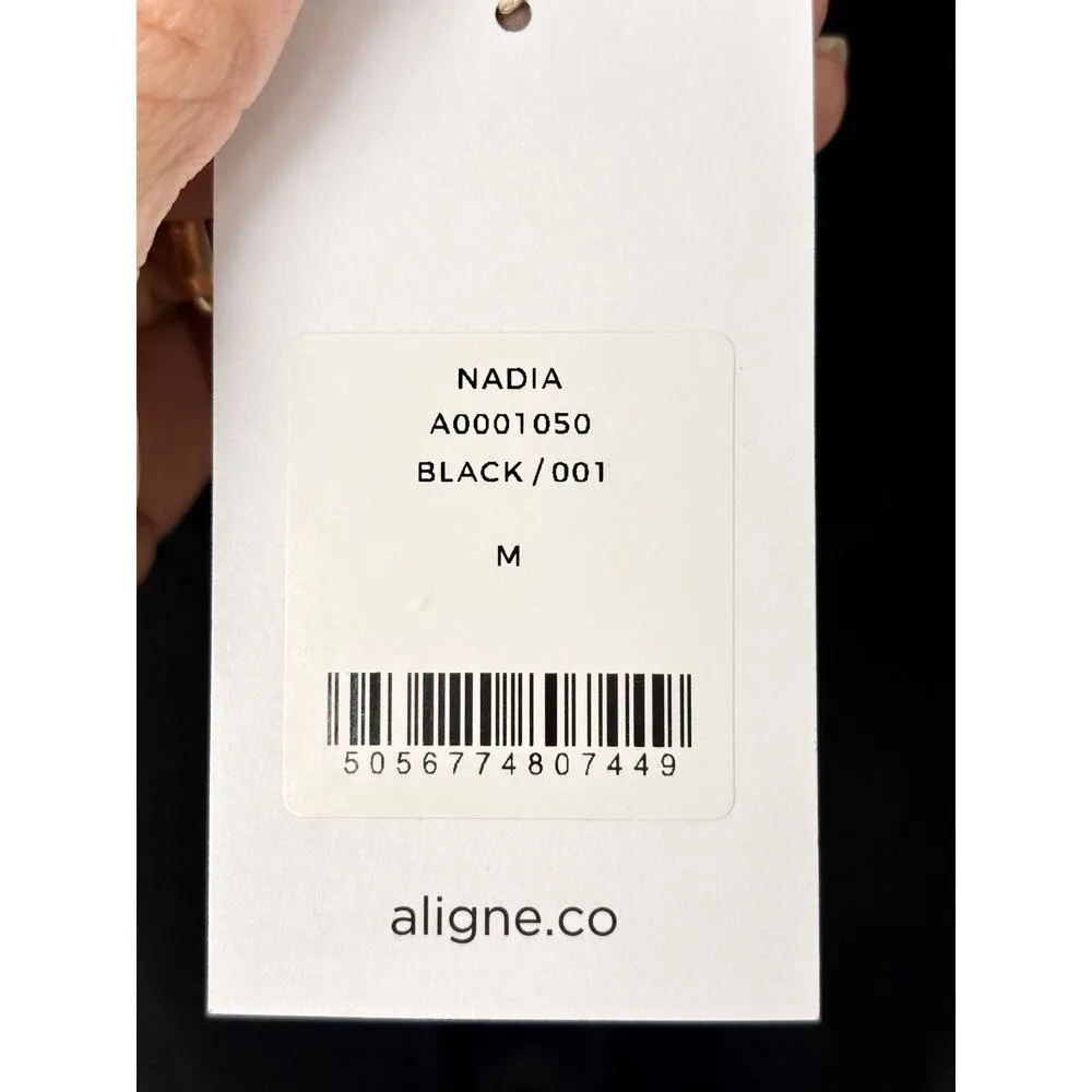 NWT ALIGNE Nadia Organic Cotton Long Sleeve Tie Knit Cardigan Black Women's M Size M - Image 5