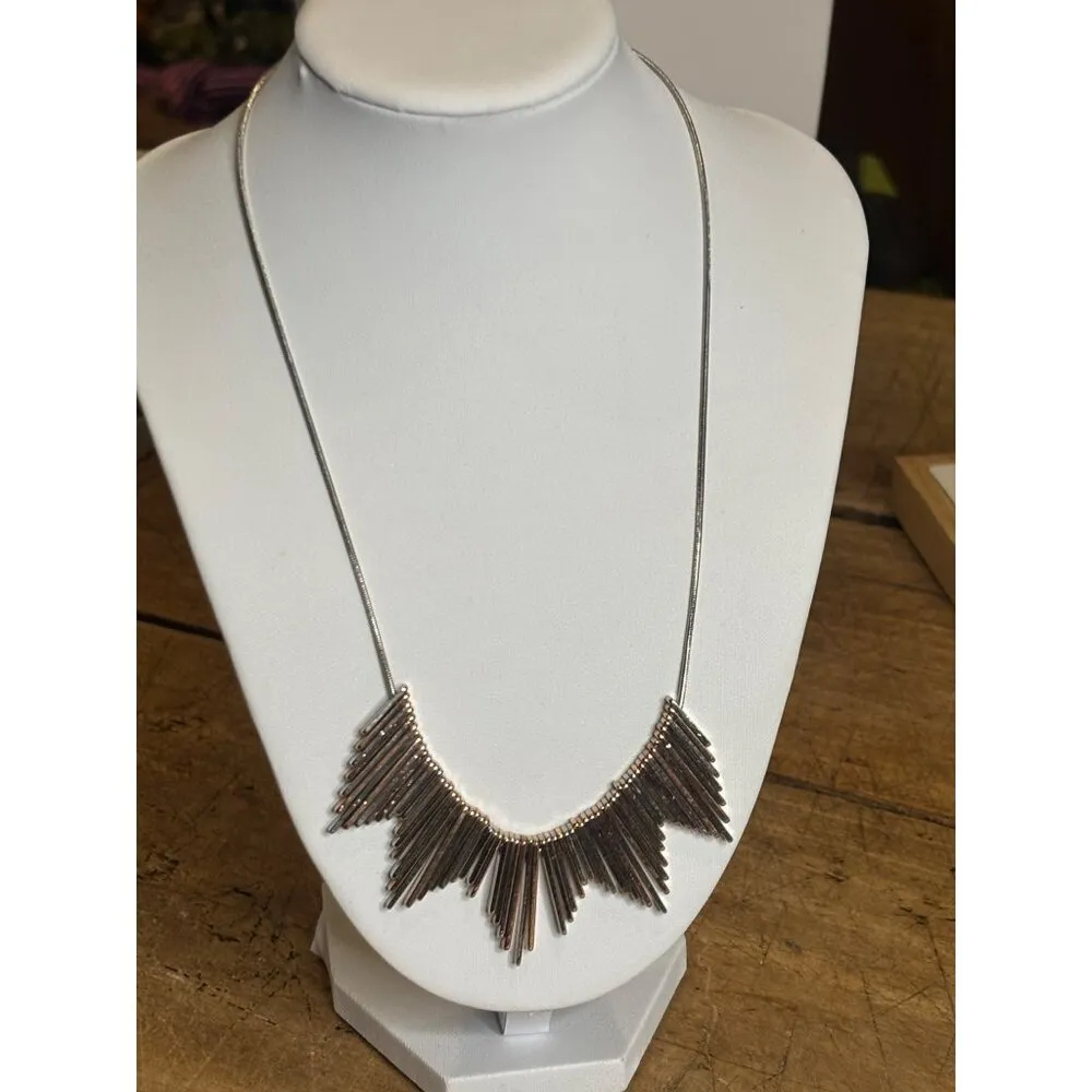 Banana Republic Gold & Silver Statement Necklace W/ Adjustable Chain Accent For - Image 11