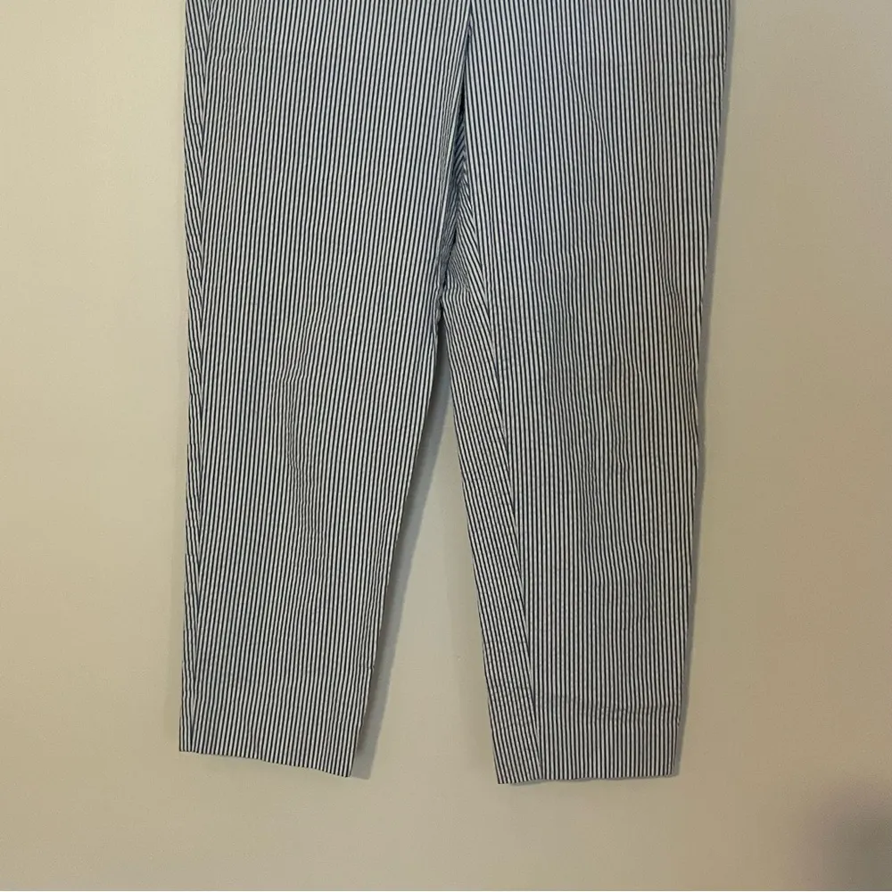 J. Crew blue and white seersucker cropped ankle pants cotton blend size 8 - Image 5