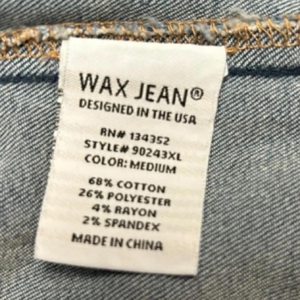 Max Jeans Jacket Womens Medium Blue Jean Denim Distressed Stretch Moto Hippie - Image 4