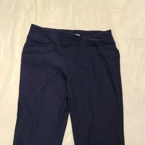 Van Heusen Womens 8 Navy Diamond Textured Cropped Dress Slacks Pants - Image 2