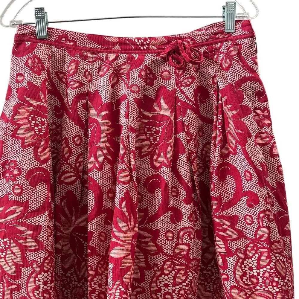 Anthropologie Yoana Baraschi Women's Floral A-Line Skirt Red Knee-Length Size 8 - Image 9