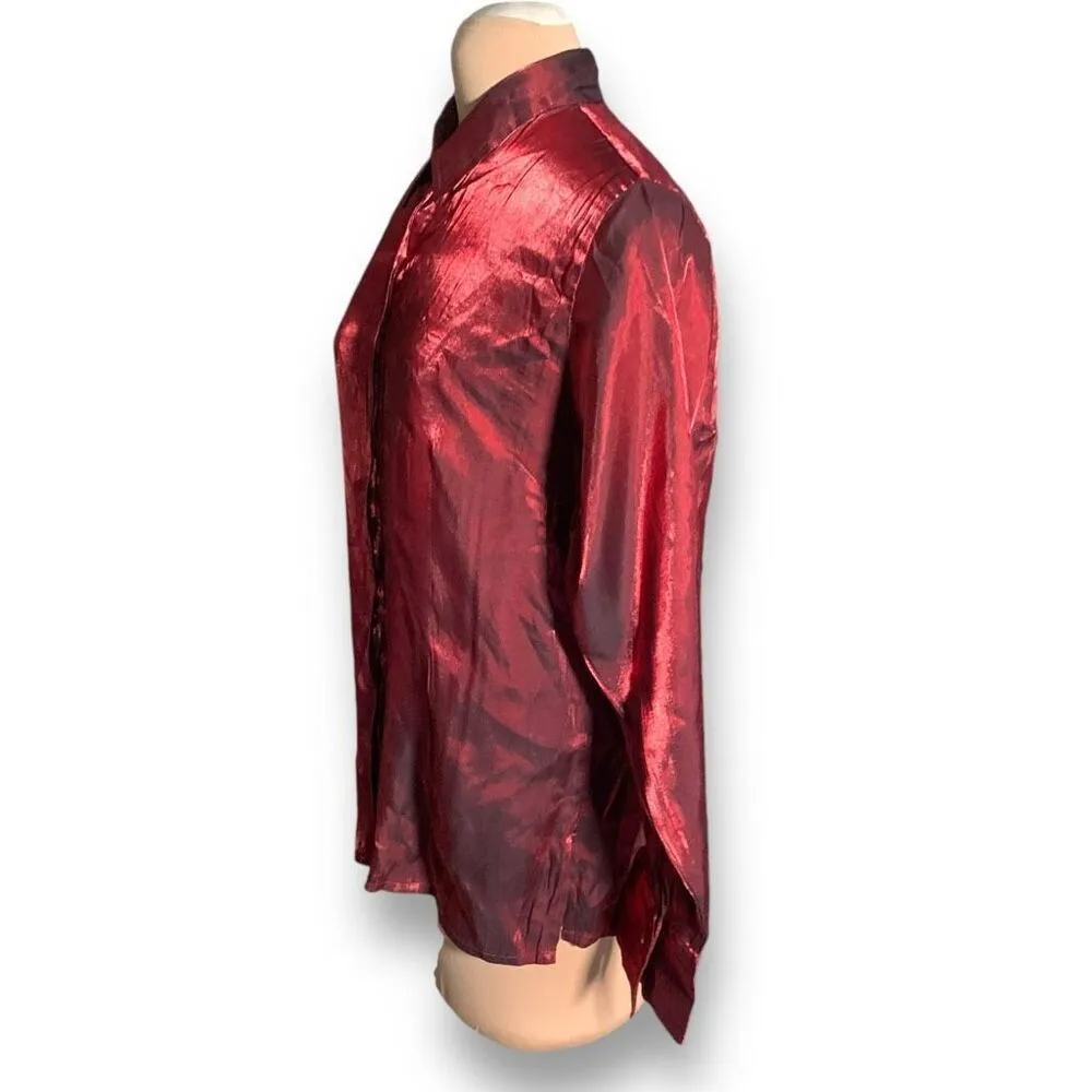 Vintage Caran New York Metallic Maroon Red Button - Image 2