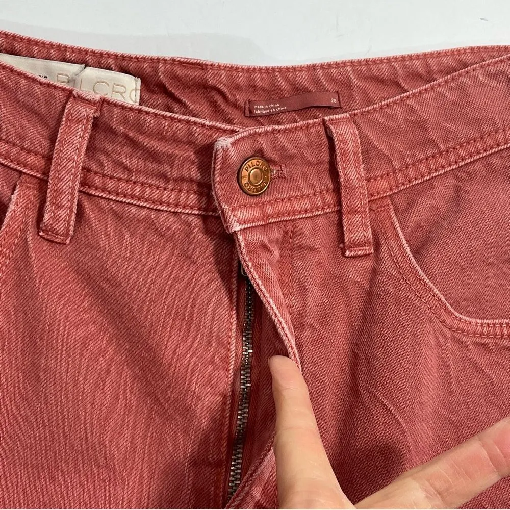 Anthropologie Pilcro High Rise Cropped Jeans Sz 28‎ Dark Coral Denim - Image 3