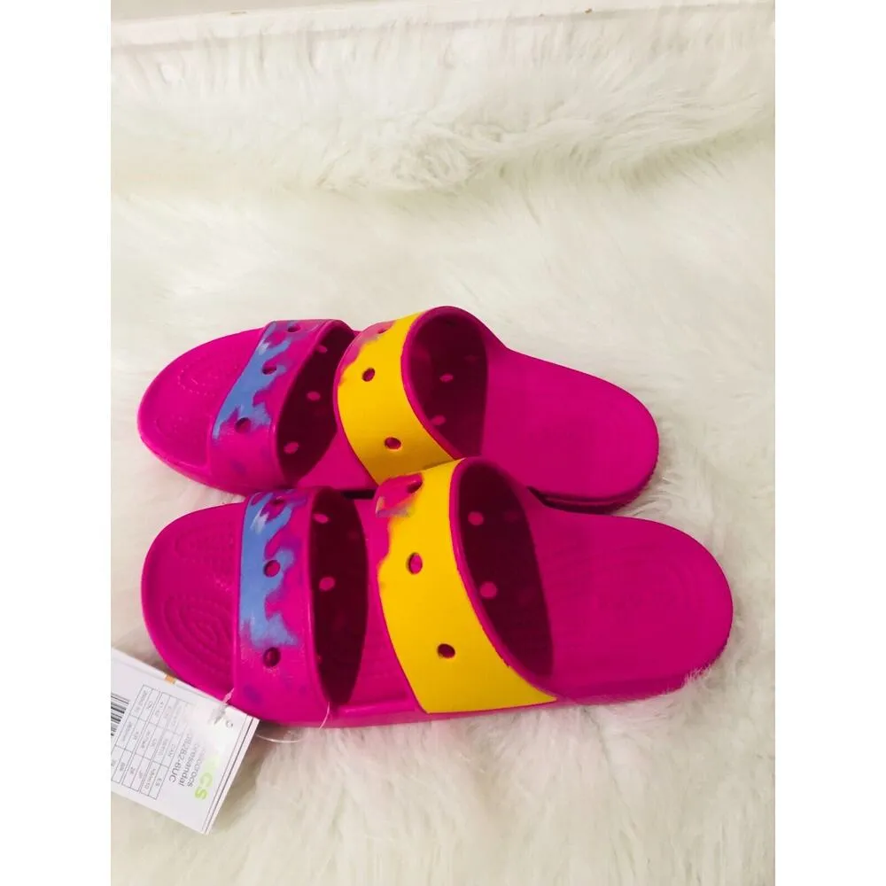 Crocs Classic Ombre‎ Adult Slide Sandals Water-Resistant Pink Ombre M8W10 - Image 6