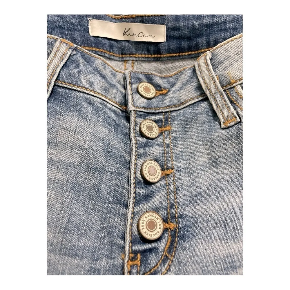 KANCAN USA Estilo 5 Pocket
Button Fly Mid Rise
Distressed Denim Jeans Size 3/25 Blue - Image 7