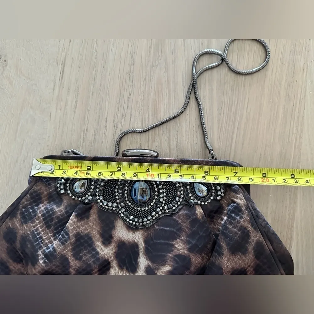 BANANA republic animal print jeweled clutch - Image 3