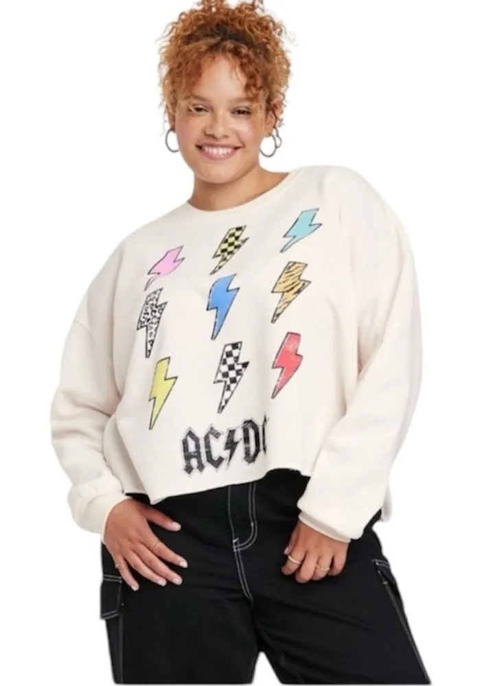 ACDC Grayson Threads Lightning Sweatshirt XL White Graphic Pullover - Image 1