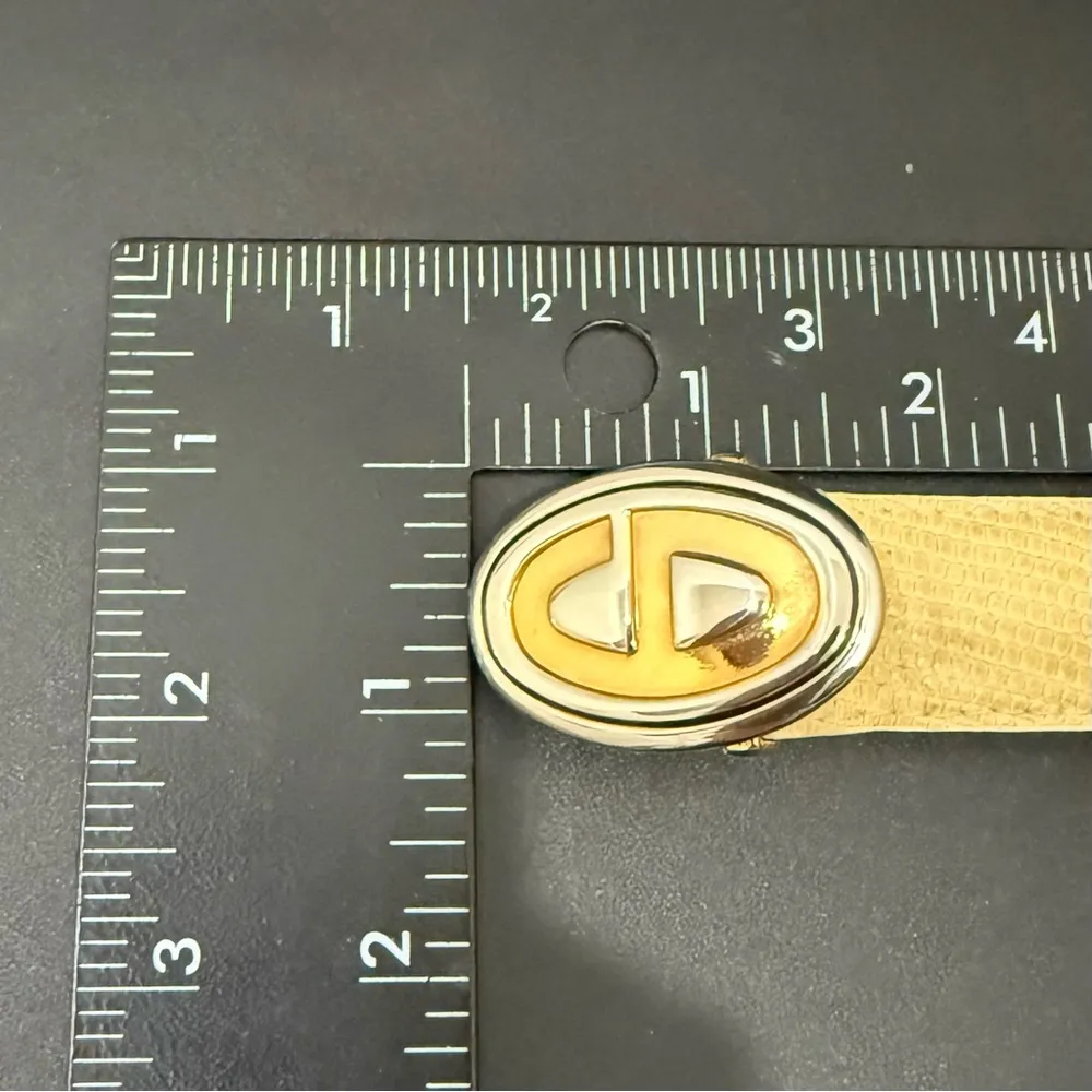 Vintage CHRISTIAN DIOR CD Logo Buckle Cream Genuine Leather Women’s Belt Size S - Image 10