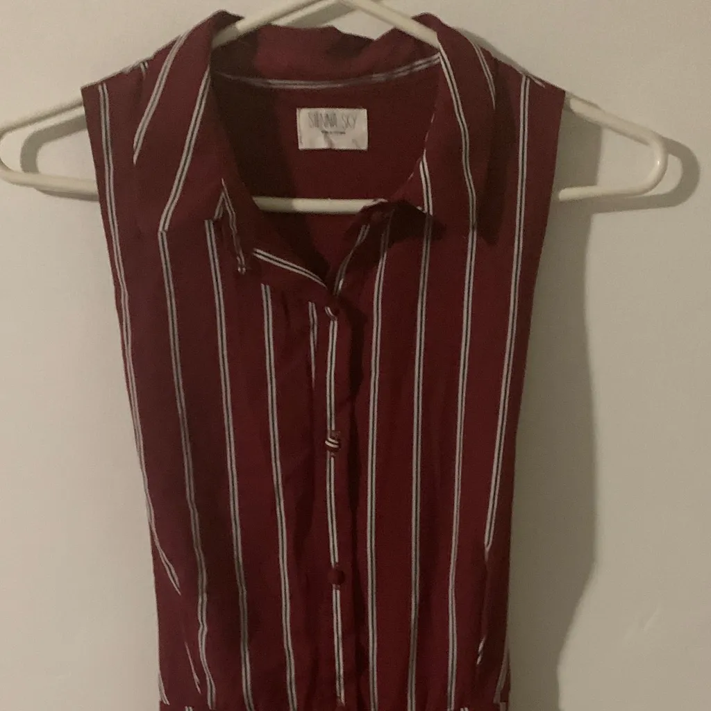 Sienna‎ Sky Burgundy and White Striped Midi Dress - Image 2