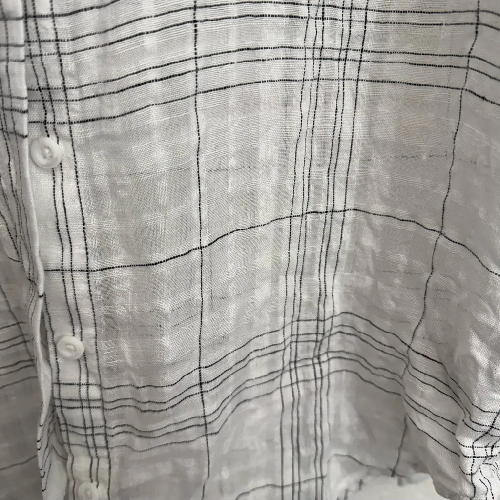 Cloth & Stone Windowpane Plaid Linen Blend Button Up Size Small - Image 9