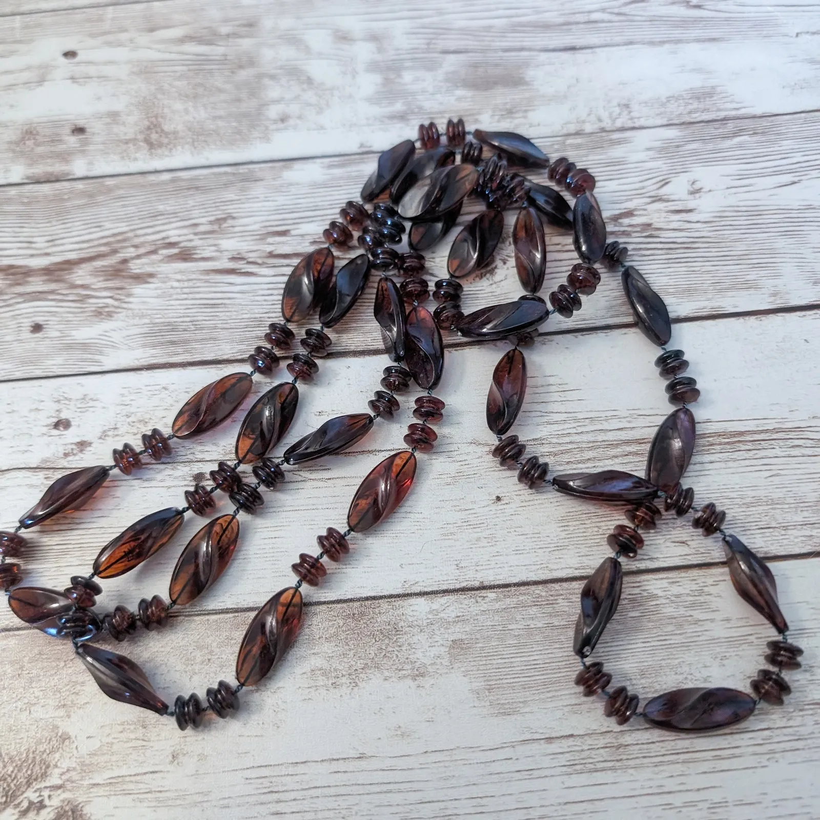 Vintage Necklace Extra Long Brown - Image 9