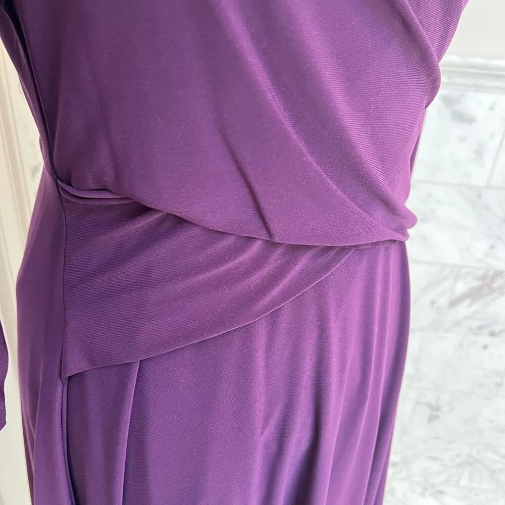 Eliza J Dress Twist Fit & Flare Size 10 Plum Purple Eggplant Long Sleeve - Image 3