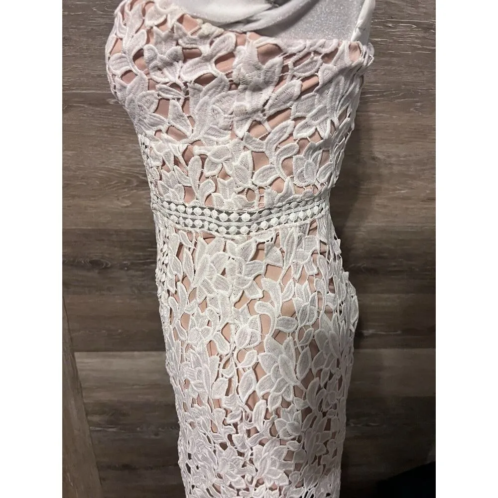 Lulu’s White Crochet Lace Dress Sz Small Hoco Prom Party Cocktail - Image 5