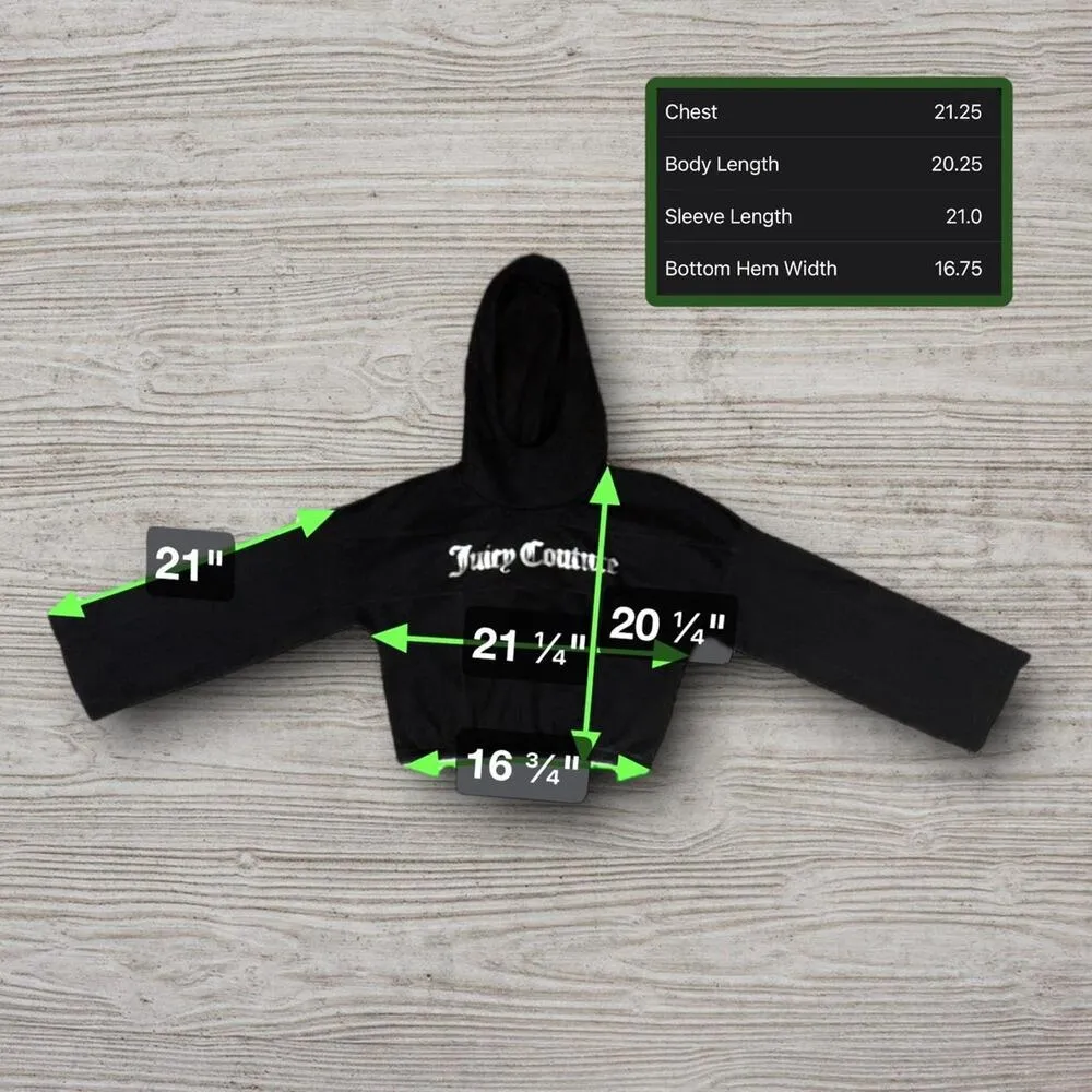 ★ Juicy Couture NWT Black Branded-Front Logo Cropped Hoodie ★ - Image 7