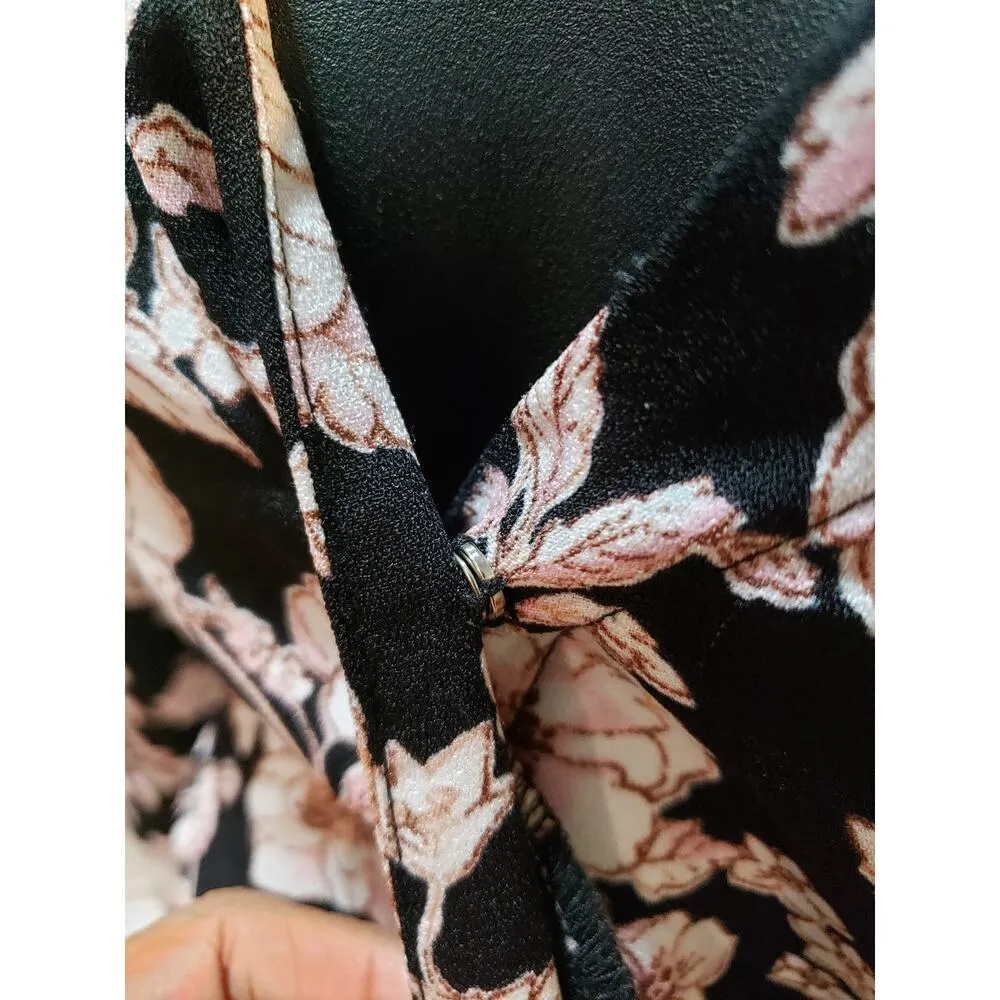 Gypsies & Moondust Floral Romper Women’s Medium Black Pink 100% Polyester - Image 11