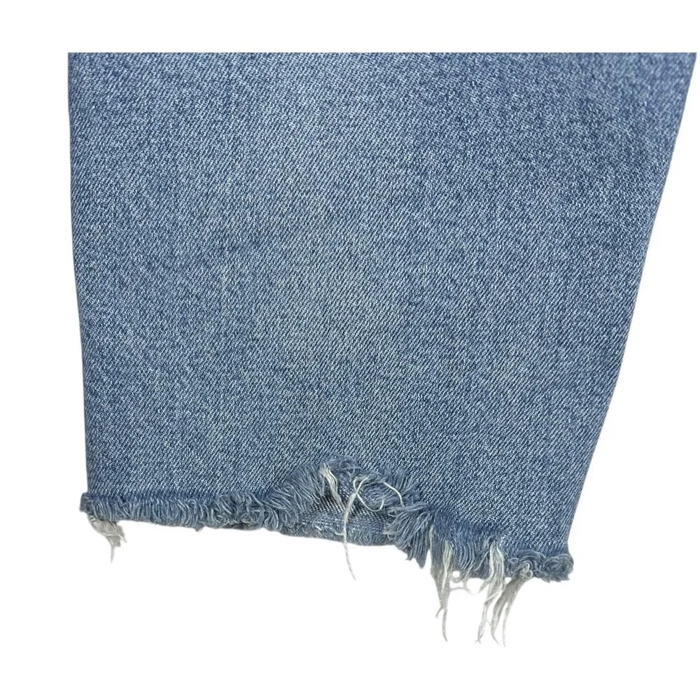 Zara Womens Cropped Jeans Frayed Hem Blue Wash Straight Leg High Rise US 6 EU 38 - Image 9