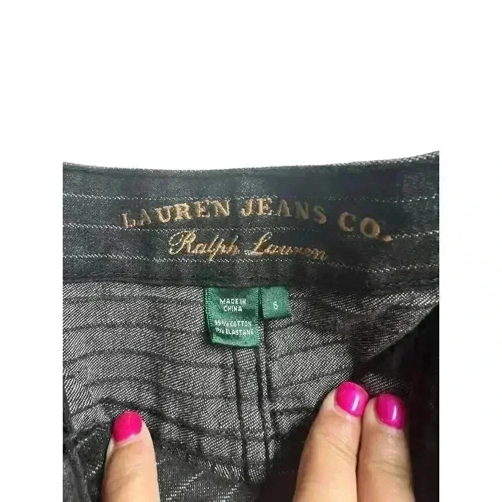 Lauren Jeans Co. Ralph Lauren Black White Pin Stripes Jeans Straight Leg Denim Size 26 - Image 2
