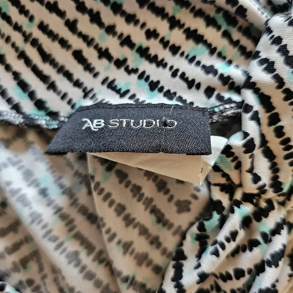 Ab Studio Aqua & Ivory ZigZag Pull On Column Maxi Skirt Size XL - Image 6