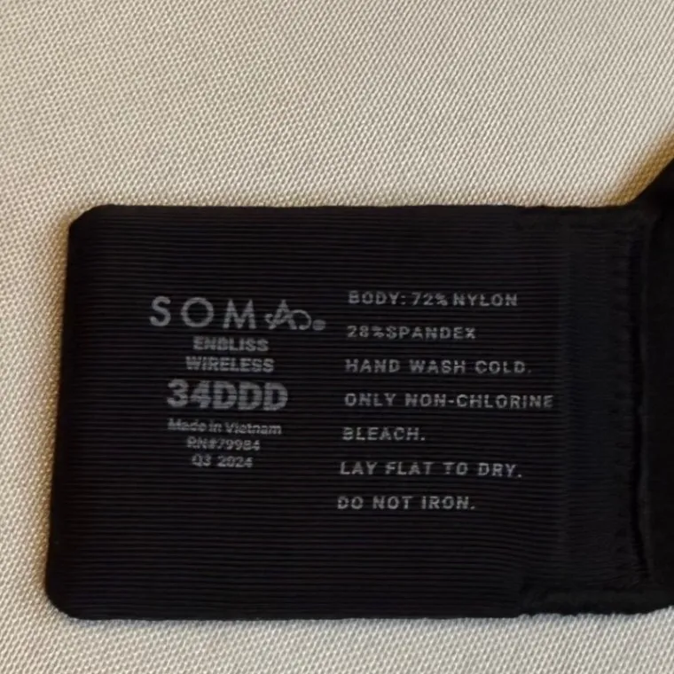 Soma Enbliss Wireless Full Coverage Bra Black 34DDD T Shirt Comfortable Straps - Image 8