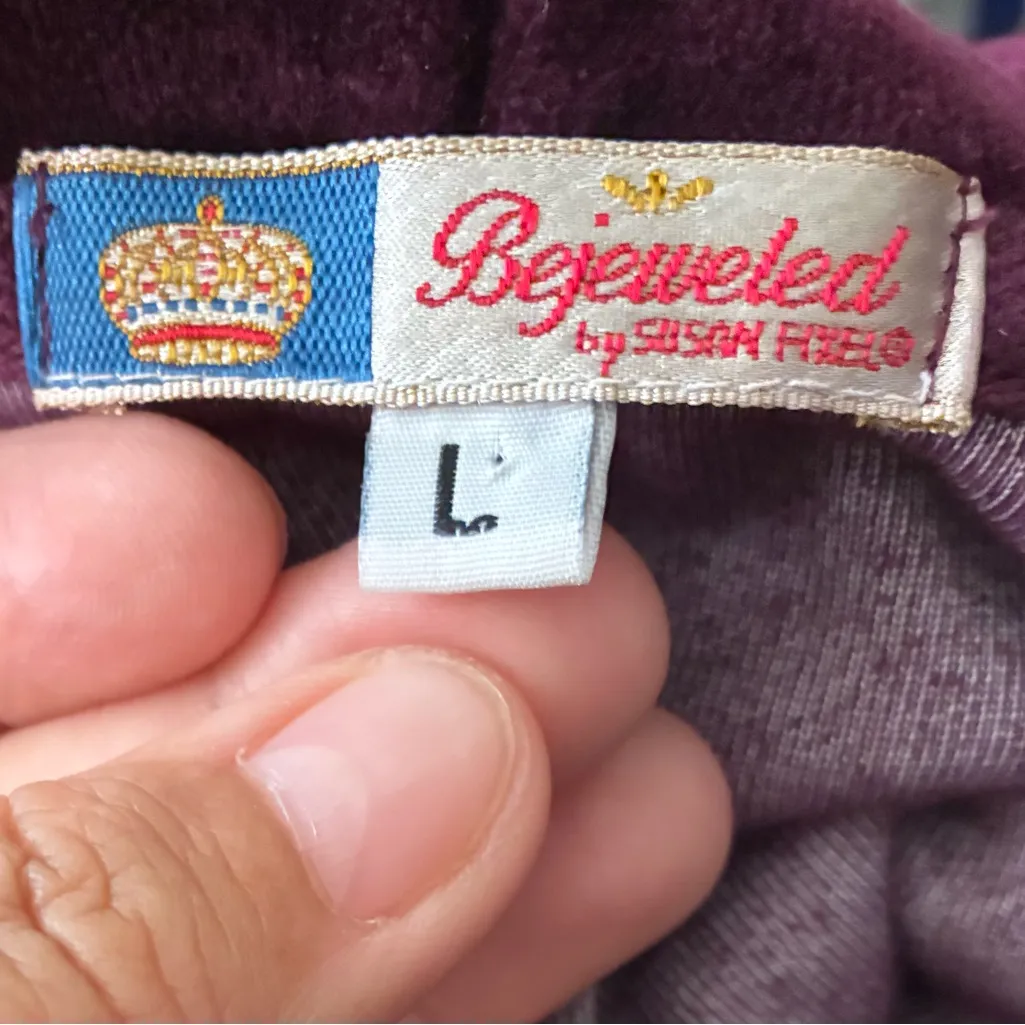 Bejeweled By Susan Fixel Y2K Purple Velour Zip - Image 9