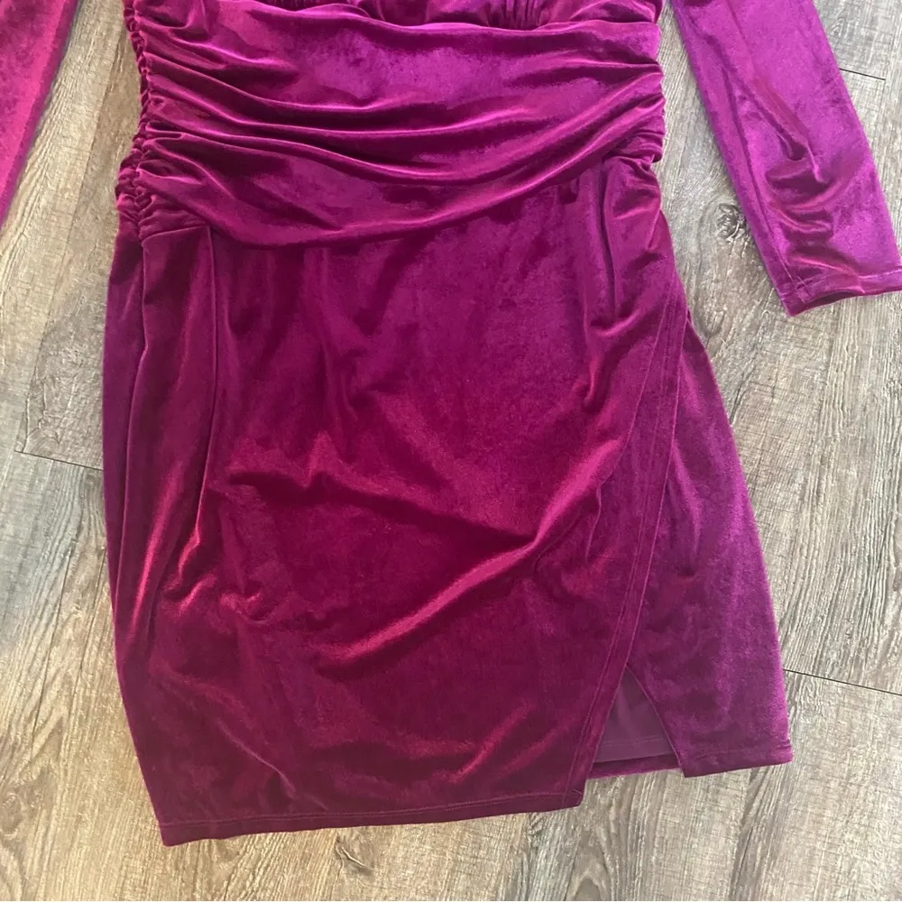 Lauren Ralph Lauren Dress Women 10 Purple Velvet Ruched Puff Sleeve Cocktail NEW - Image 6